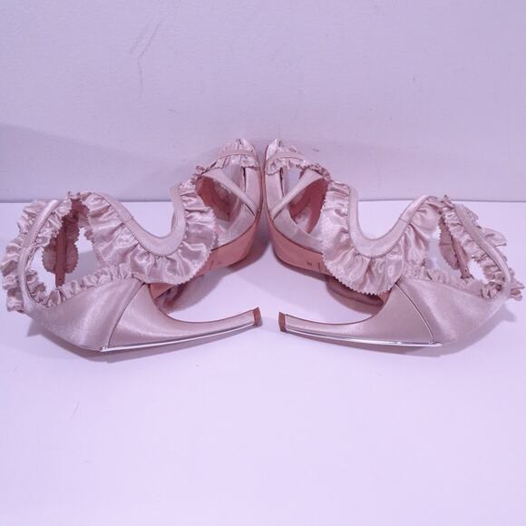 Alexander Mcqueen Satin Ruffle Butterfly Ankle Bowed Sandals NIB 1450 Sz 38 - Picture 9 of 14